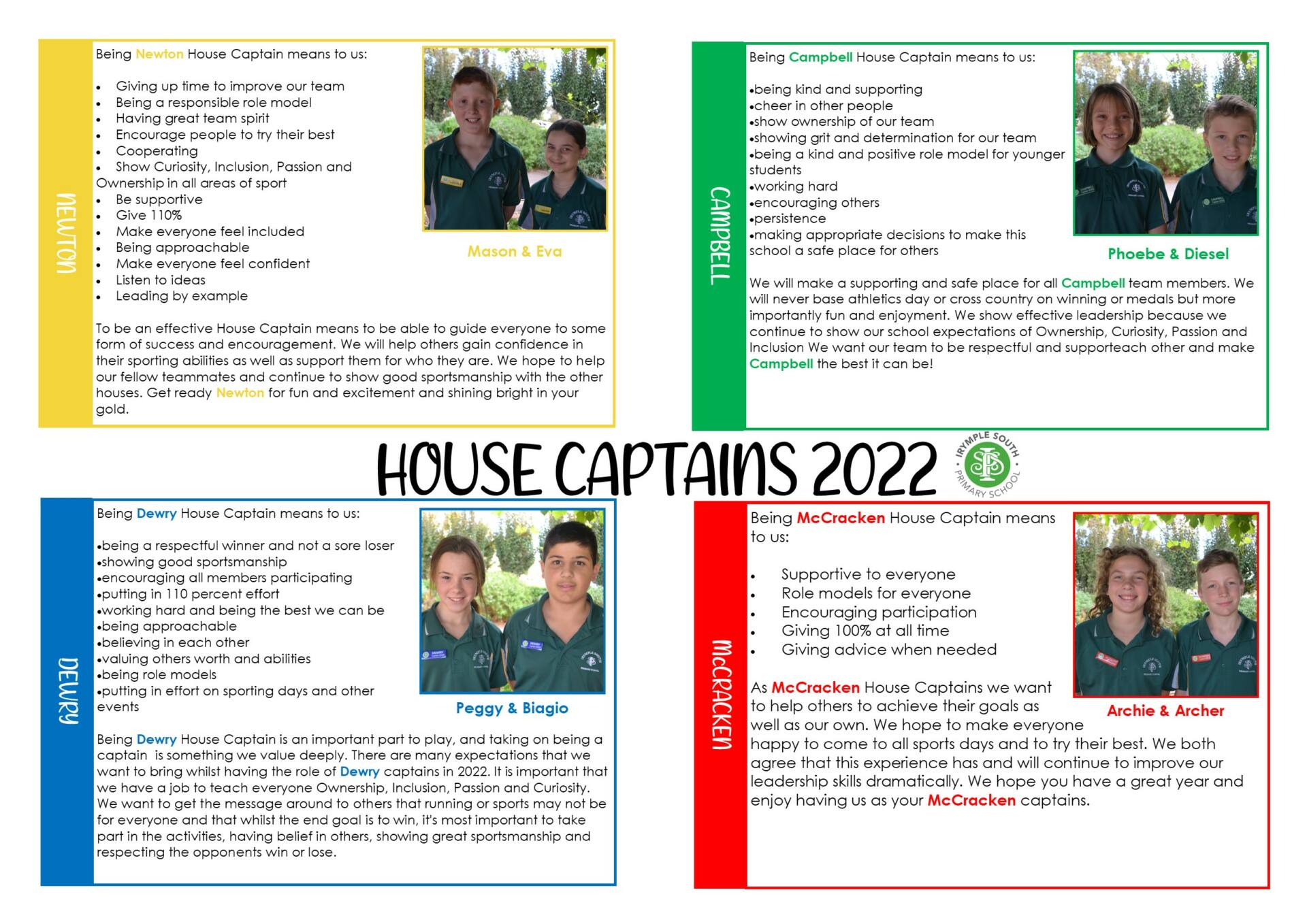 School & House Captains Irymple South Primary School